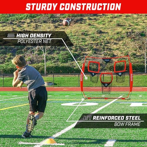 GoSports Football Throwing Net - 8 x 8 ft or 6 x 6 ft Nets - Choose Black or Red - color: 6 x 6 ft Red