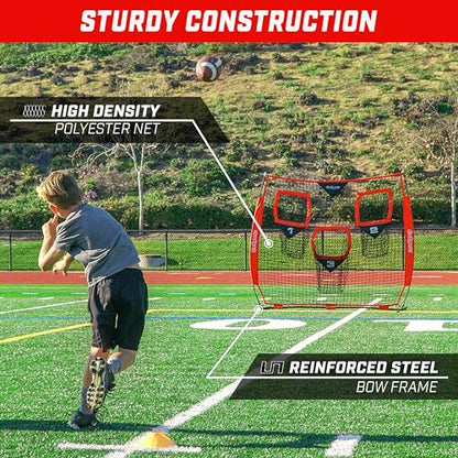 GoSports Football Throwing Net - 8 x 8 ft or 6 x 6 ft Nets - Choose Black or Red - color: 6 x 6 ft Red