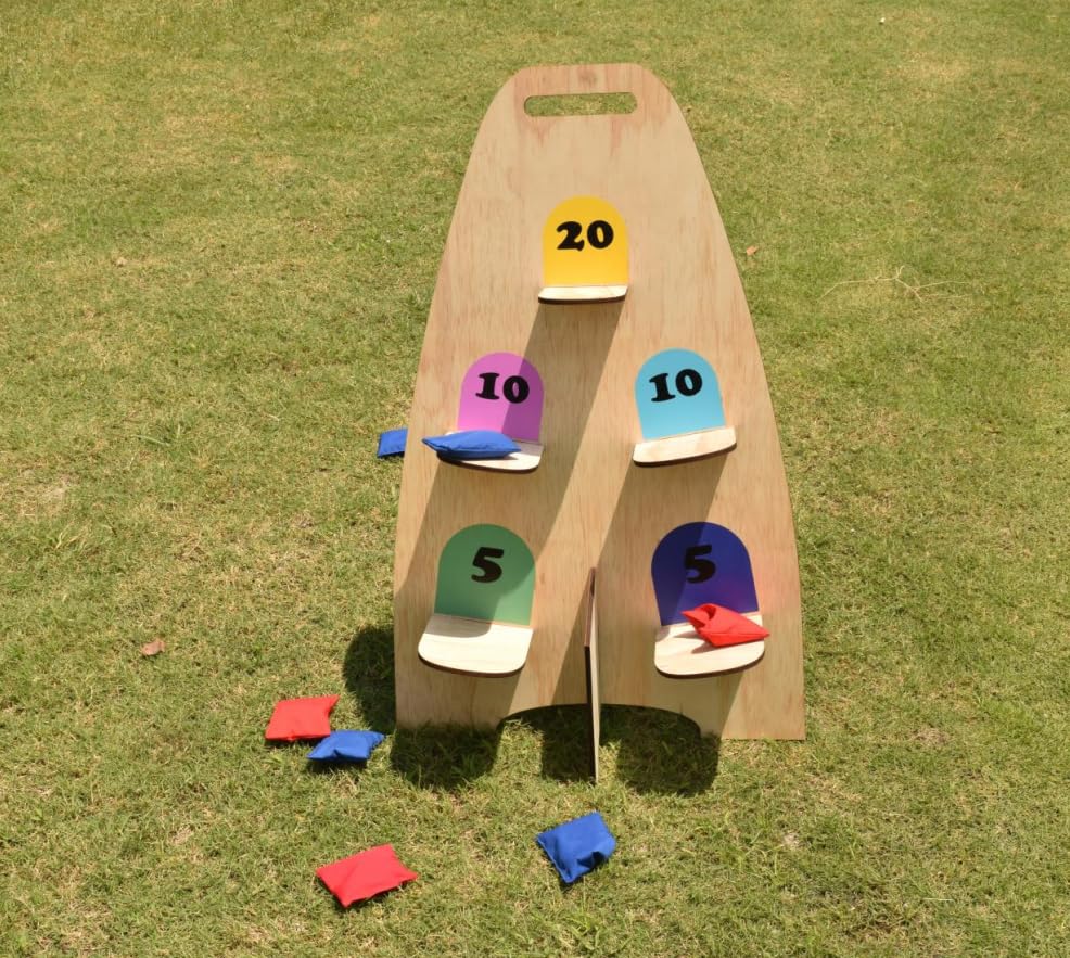 Vertical Cornhole Board Set with 8pcs Bean Bags, Wood Foldable Cornhole Games for Kids Adults Teens, Outside Toys for Kids 8-12, Carnival & Yard Games