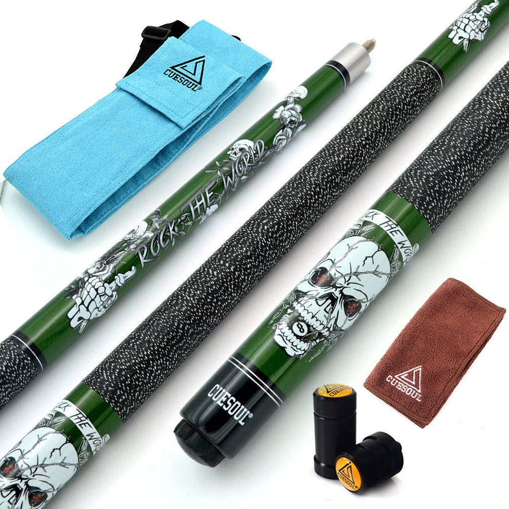 CUESOUL 58 inch 1/2 Maple Pool Cue Stick Kit-Rockin Series - color: G206, size: 21oz
