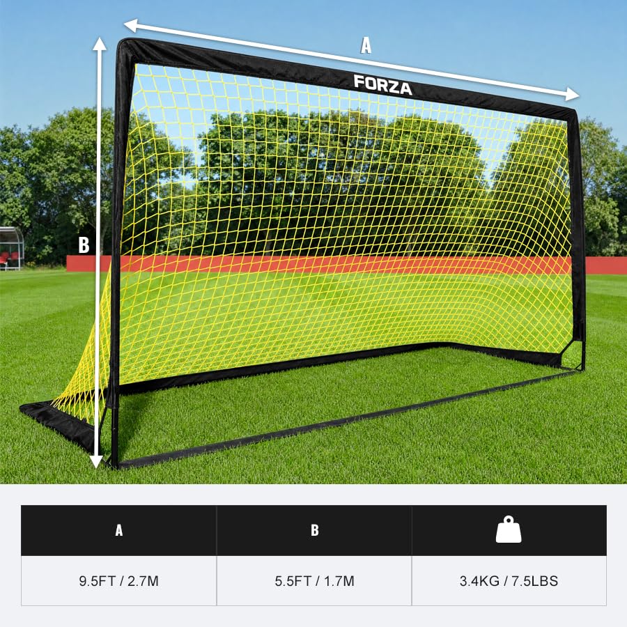 FORZA Square Pop-Up Soccer Goal [6 Sizes] | Portable Goal Posts for Kids Shooting Practice - Pop-Up in Minutes | Single or Pair of Goals - size: 9ft x 5.5ft, style: Pair