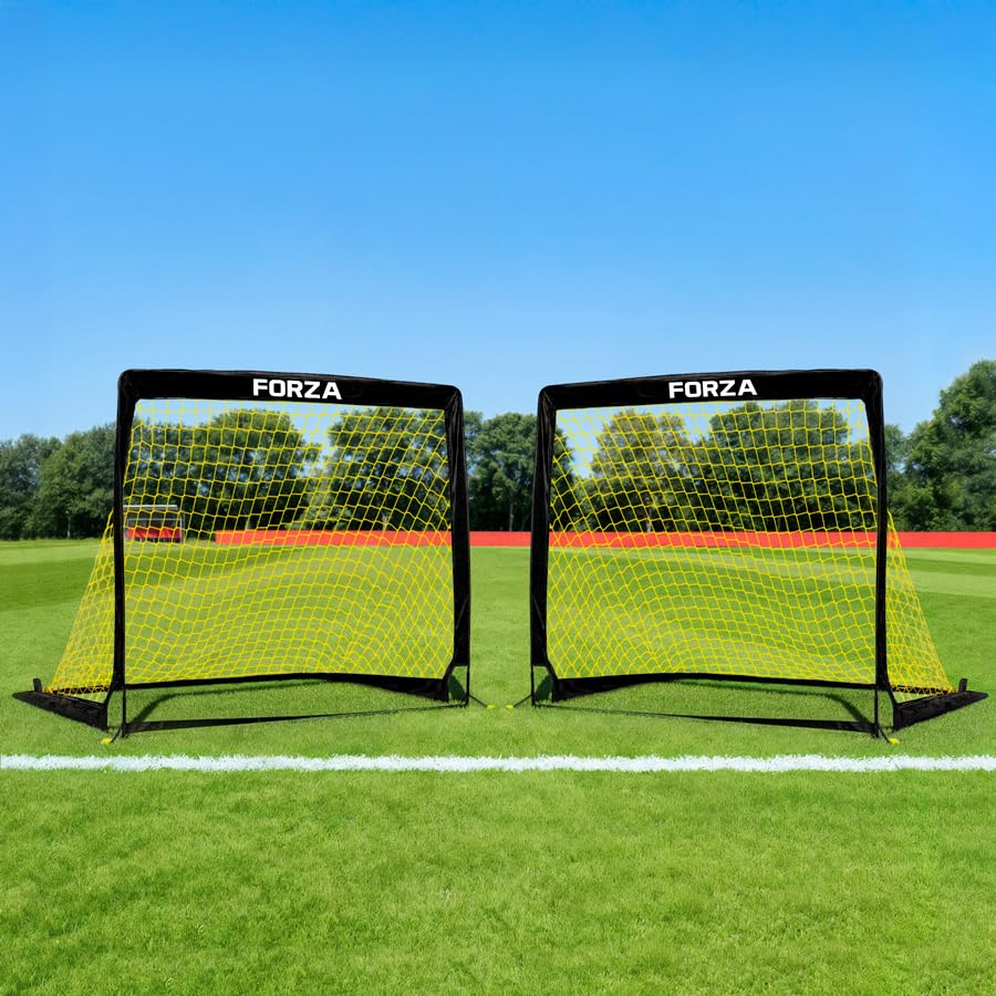 FORZA Square Pop-Up Soccer Goal [6 Sizes] | Portable Goal Posts for Kids Shooting Practice - Pop-Up in Minutes | Single or Pair of Goals - size: 7ft x 5ft, style: Pair
