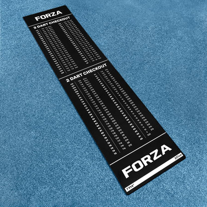 FORZA Darts Checkout Mat | Official Throw-Line & 2-/3-Dart Checkout Chart – Premium Polyester Surface with Non-Slip Rubber Base – Full-Length Floor Mat 94.5in x 24in for Home, Pub or Club Use