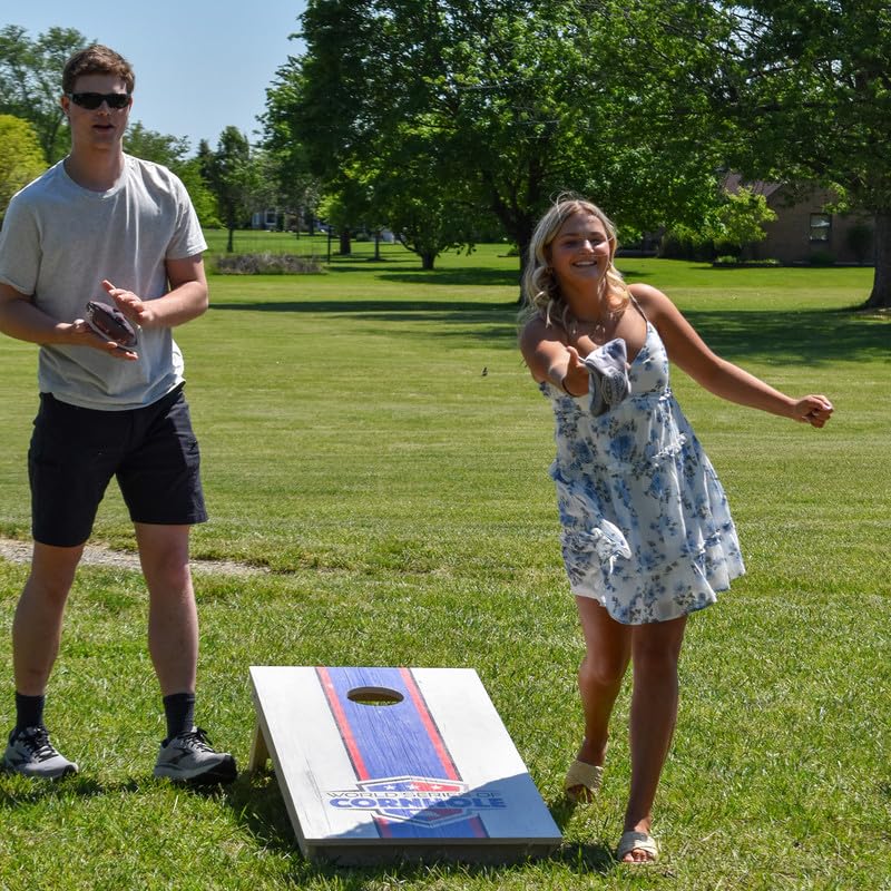 Professional Cornhole Bags Set of 8 Regulation Patriotic Series Resin Filled Pro Bean Bags Dual-Sided Slick and Stick - color: Made In The USA