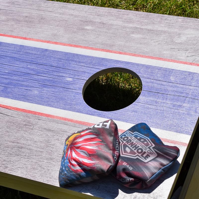 Professional Cornhole Bags Set of 8 Regulation Patriotic Series Resin Filled Pro Bean Bags Dual-Sided Slick and Stick - color: Made In The USA