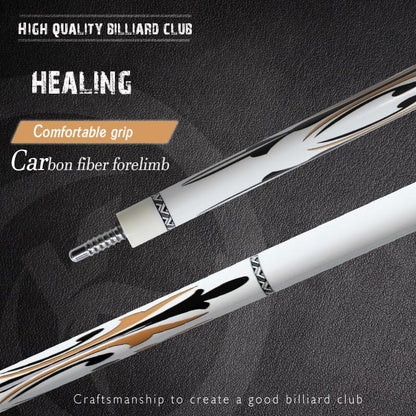 Carbon Fiber Pool Cue – 12.9mm, 14mm and 12.4mm, 2-Piece Billiard Cue Stick for Women/Men, Professional Break Cue for Snooker, 8-Ball, 9-Ball, Home & Club Use - color: White