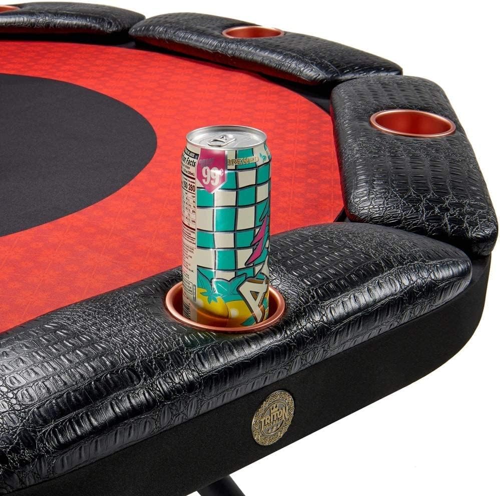 Triton Premium Foldable Poker Table with 8 Chairs - Soft-Padded Armrest, Individual Cup Holders, Portable Mat- Crafted with Durable Materials, Long-Lasting Poker Table for 8 Players - size: 8 Player with 8 Chairs