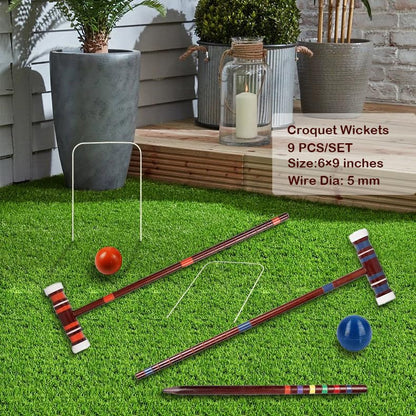 OUTOSS-Croquet Wickets,Set of 9 Pcs,White Plastic Coating with Storage Bag | Durable and Thick Wire Dia. 5MM (0.2 In.), Replacement for Croquet Game, Includes Storage Bag