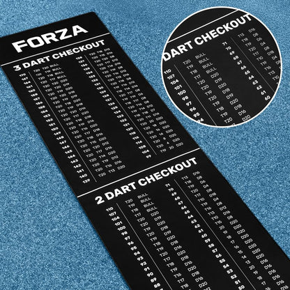 FORZA Darts Checkout Mat | Official Throw-Line & 2-/3-Dart Checkout Chart – Premium Polyester Surface with Non-Slip Rubber Base – Full-Length Floor Mat 94.5in x 24in for Home, Pub or Club Use