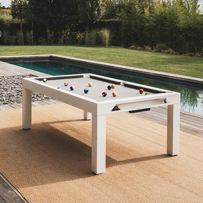CORNILLEAU Classic Outdoor Billiard Table (White) - 7ft Convertible Pool Table to Dining Table - Weatherproof & Durable - Includes Accessories - Made in France - style: No top