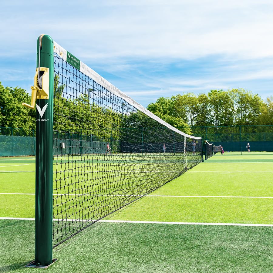 VERMONT Tennis Net – Championship Quality, Heavy-Duty HDPE | 42ft Doubles or 33ft Singles | 4 Thickness Options (2mm–3.5mm) - size: 2.5mm Singles [Standard], style: Loop and Pin