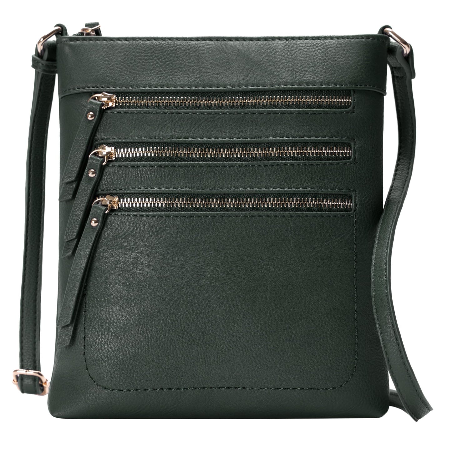 Solene Crossbody Bag Functional Multi Pocket Messenger Purse Top Zip Closure Shoulder Handbag With Adjustable Strap - color: Olive