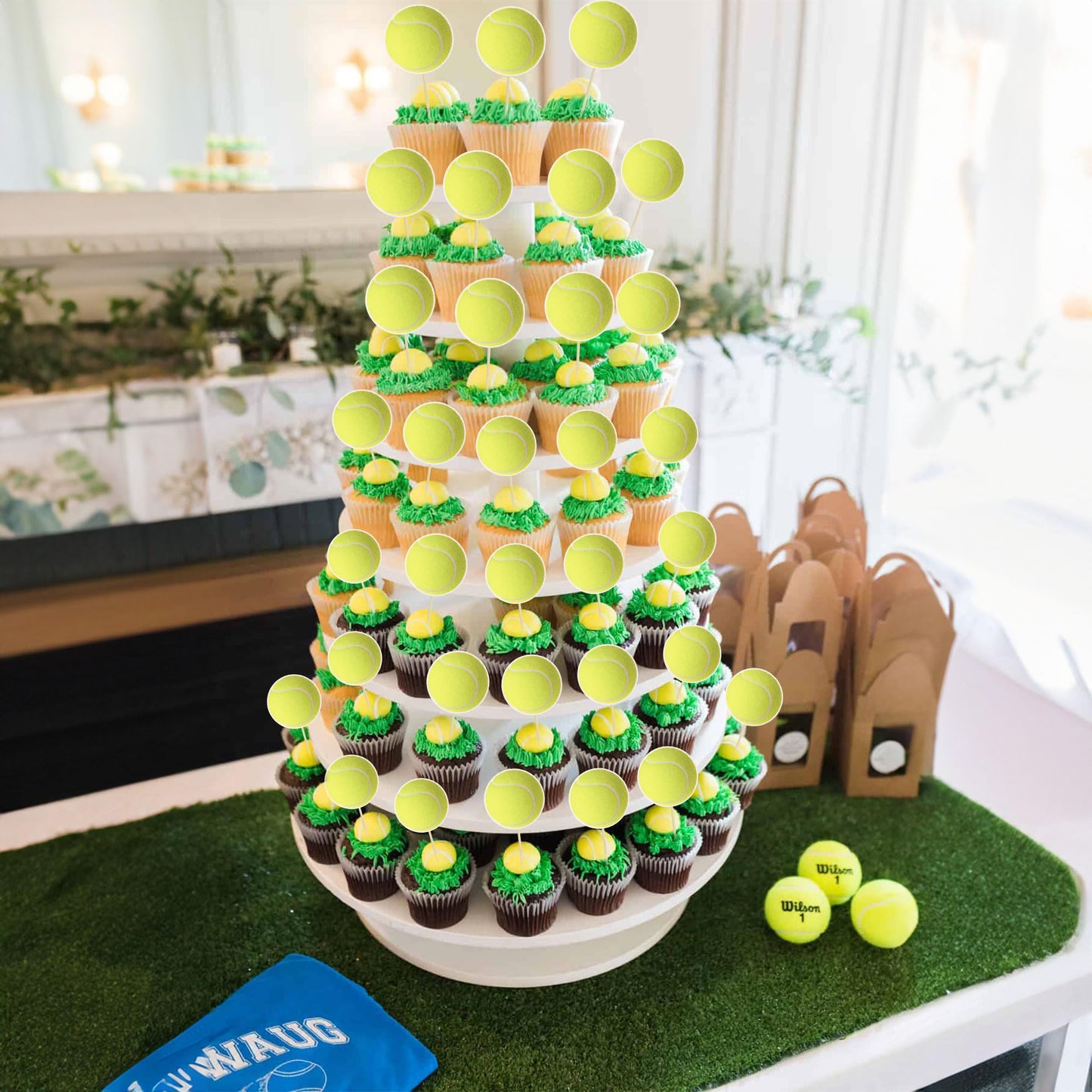 36Pcs Tennis Cupcake Toppers Sport Ball Cupcake Picks Tennis Sports Theme Baby Shower Kids Birthday Party Cake Decorations Supplies - style: Tennis