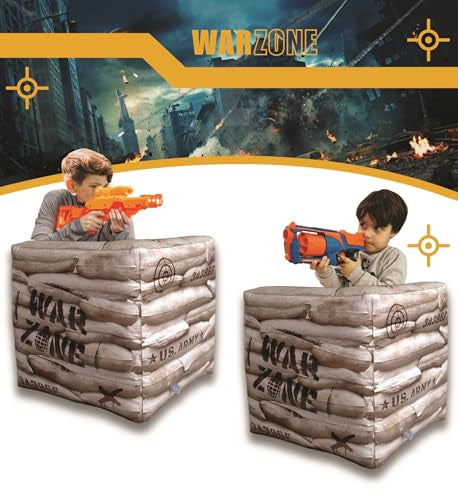 Combat Battlefield Compatible with Laser tag, Water Gun, Dart Gun, Perfect for Boys and Girls Birthday Activities (Battle INFLATABLES Combat war Zone Battlefield Activity)
